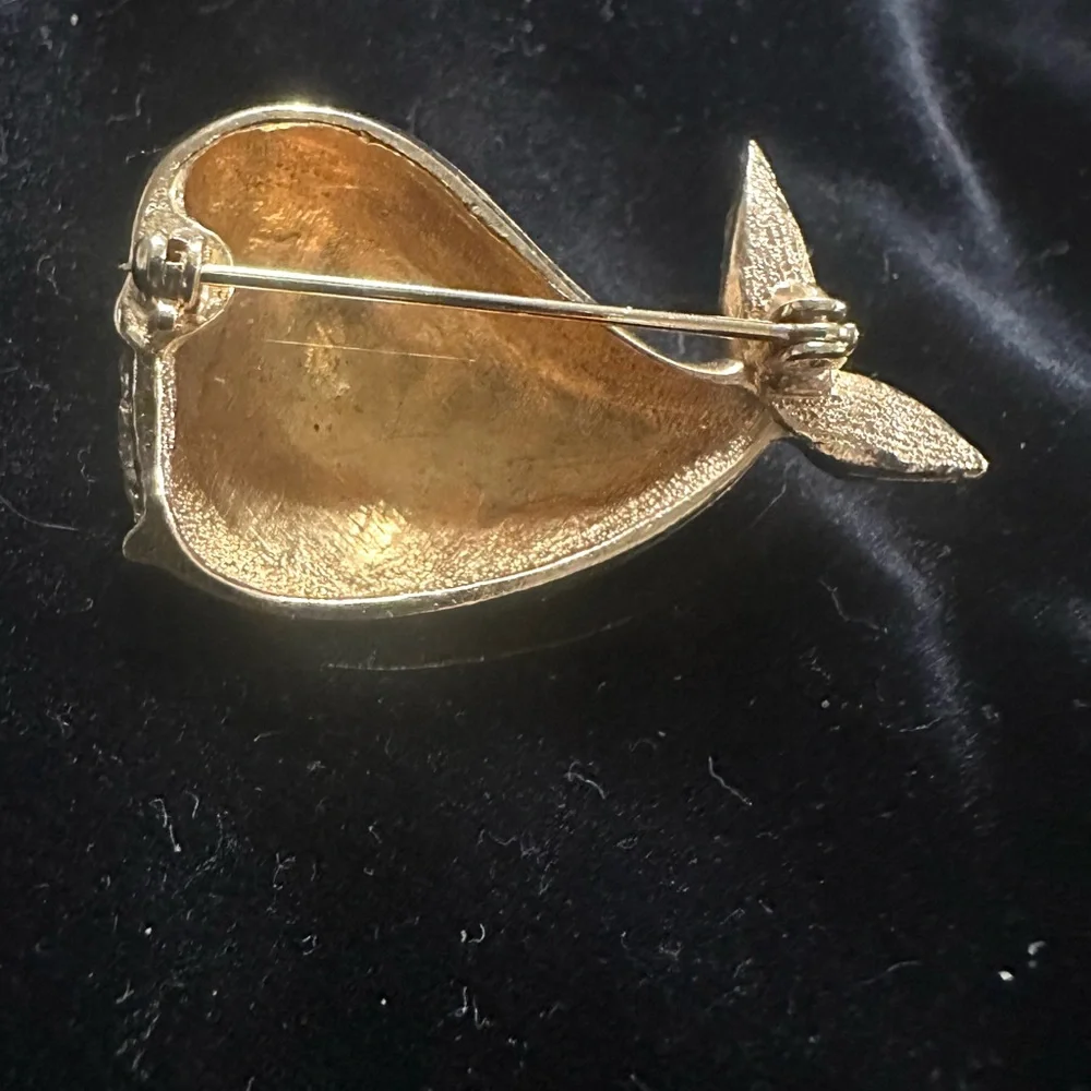 Gold Whale Fish Brooch